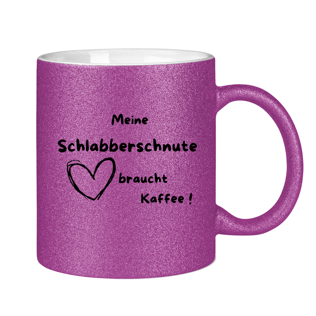 Glitzertasse „Meine Schlabberschnute braucht Kaffee!“ – 330 ml Keramik