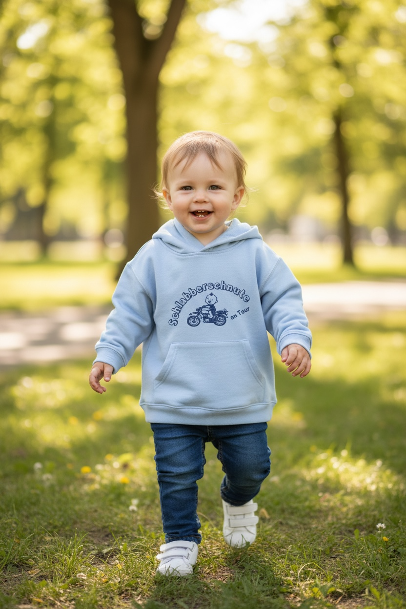 Schlabberschnute Hoodie „on Tour“ – Hellblau | Einzelstück