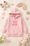 Kinder Hoodie mit Stickerei und Bär Motiv aus weichem Fleece für Kleinkinder