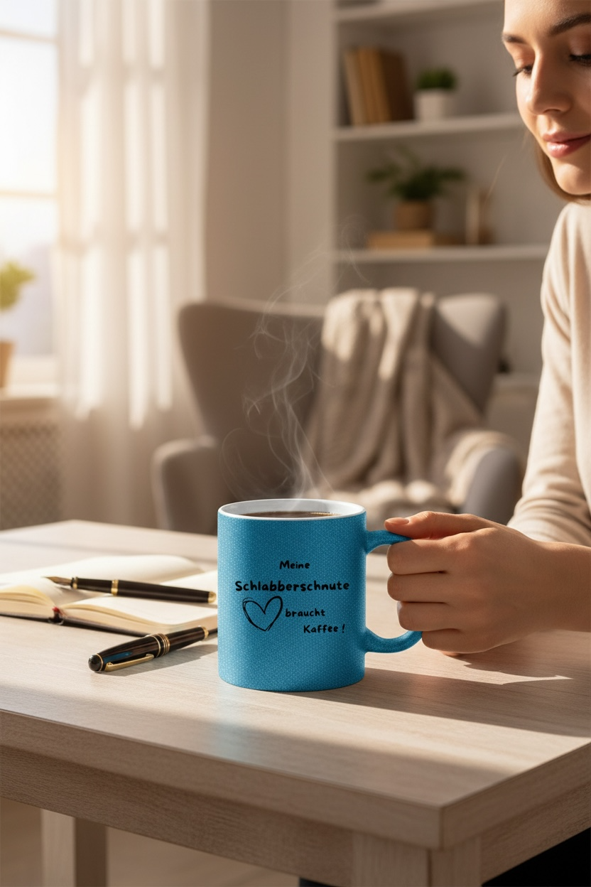 Glitzertasse „Meine Schlabberschnute braucht Kaffee!“ – 330 ml Keramik