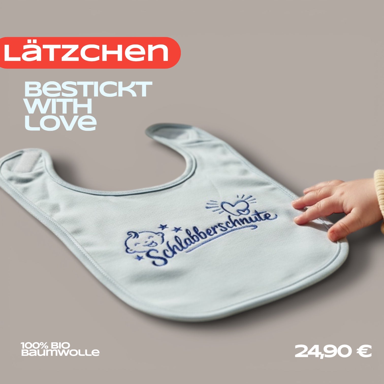Schlabberschnute Lätzchen – 100% Bio-Baumwolle | Mit Liebe bestickt