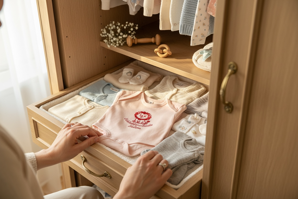 Baby Body personalisiert Langarm – Wunschmotiv & Name bestickt