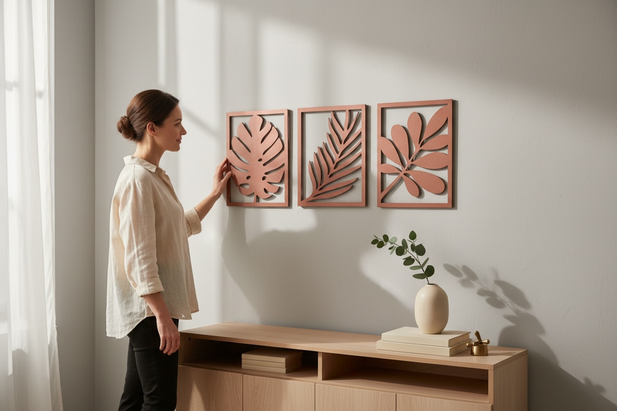 Individuelles Wandbild „Blätter“ – 3er Set moderne Wanddekoration