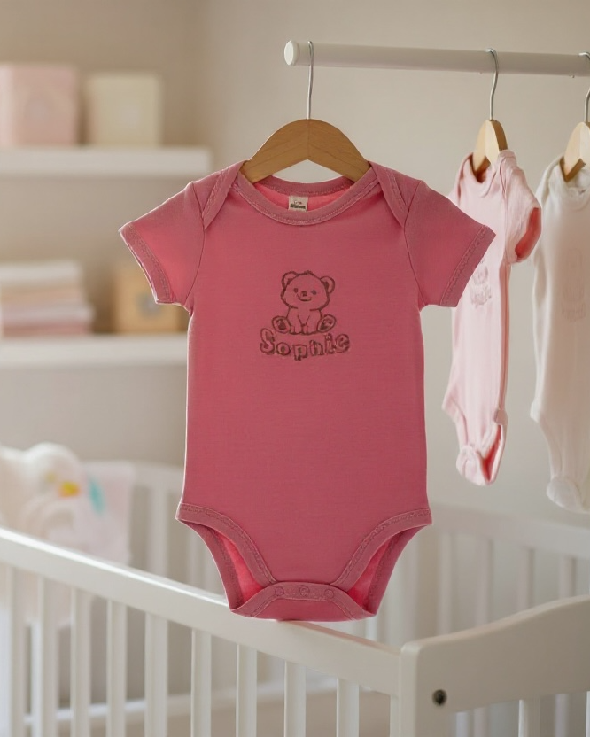 Stick Baby Body personalisiert Kurzarm – Wunschmotiv & Name