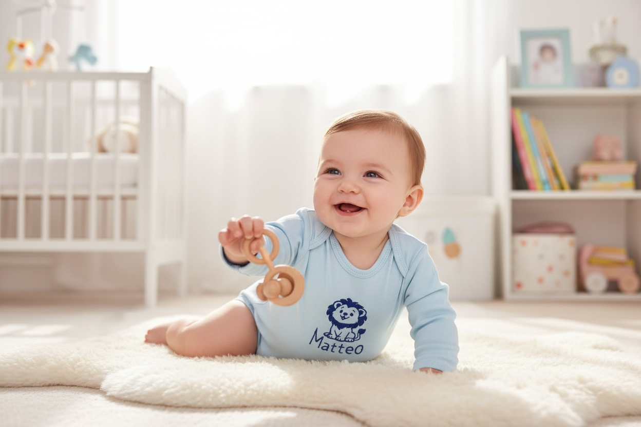 Stick Baby Body personalisiert Langarm – Wunschmotiv & Name