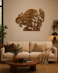 Smokey Lady Holz Wandbild in Antik Gold Optik als moderne Vintage Wanddeko