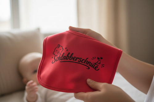 Baby Lätzchen aus 100 % Baumwolle – süßer „Schlabberschnute“ Aufdruck – weich & hautfreundlich